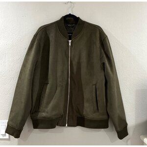 Abercrombie & Fitch Suede Bomber Jacket army green size XL full zipper